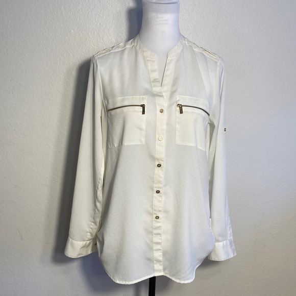 Calvin Klein Cream Dress Shirt Women's Size Small - Picture 1 of 6